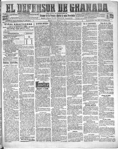 'El Defensor de Granada : diario político independiente' - Año XXXI Número 15033 (25/01/1910)