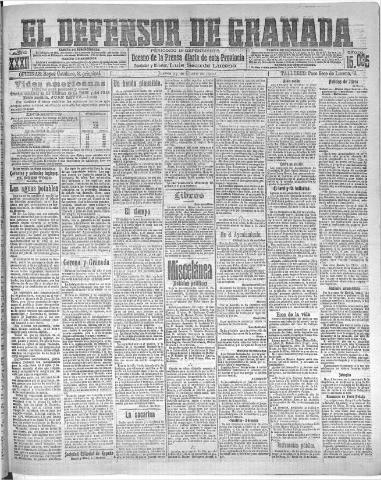 'El Defensor de Granada : diario político independiente' - Año XXXI Número 15035 (27/01/1910)