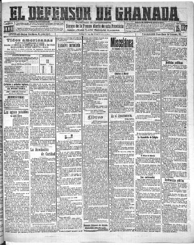 'El Defensor de Granada : diario político independiente' - Año XXXI Número 15037 (29/01/1910)