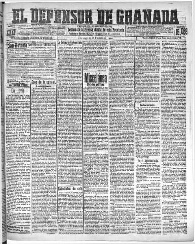 'El Defensor de Granada : diario político independiente' - Año XXXI Número 15059 (20/02/1910)