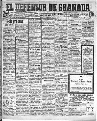 'El Defensor de Granada : diario político independiente' - Año XXXI Número 15060 (21/02/1910)
