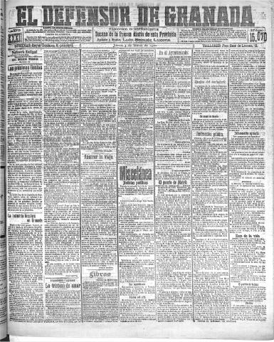 'El Defensor de Granada : diario político independiente' - Año XXXI Número 15070 (03/03/1910)