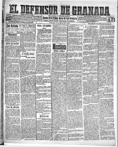 'El Defensor de Granada : diario político independiente' - Año XXXI Número 15073 (06/03/1910)