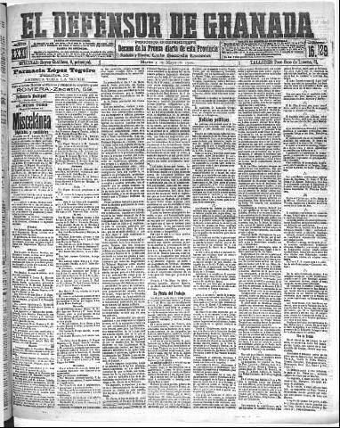 'El Defensor de Granada : diario político independiente' - Año XXXI Número 15129 (03/05/1910)