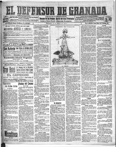 'El Defensor de Granada : diario político independiente' - Año XXXI Número 15149 (25/05/1910)