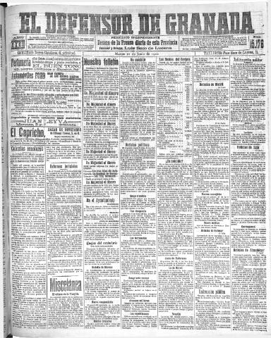 'El Defensor de Granada : diario político independiente' - Año XXXI Número 15176 (21/06/1910)