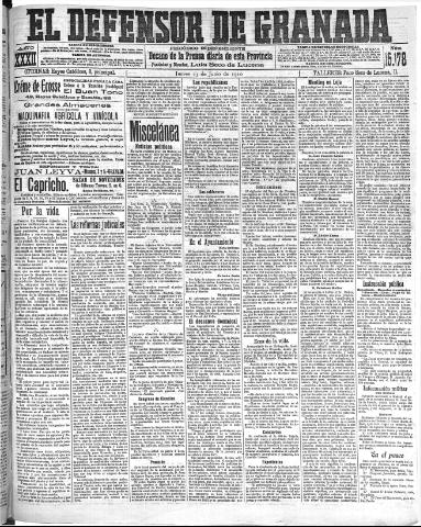 'El Defensor de Granada : diario político independiente' - Año XXXI Número 15178 (23/06/1910)