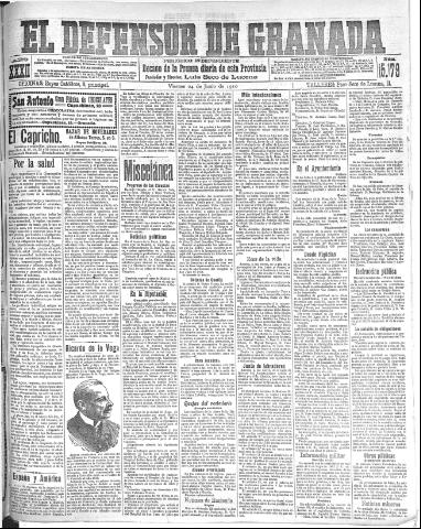 'El Defensor de Granada : diario político independiente' - Año XXXI Número 15179 (24/06/1910)
