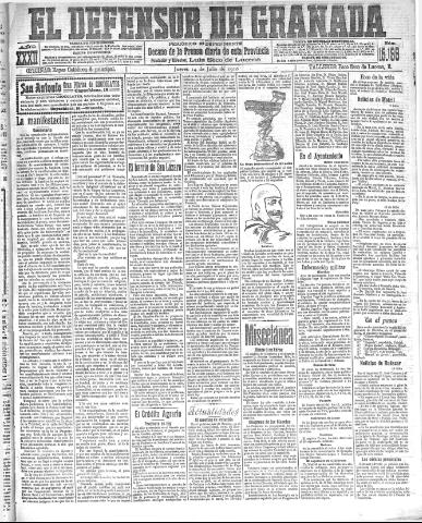 'El Defensor de Granada : diario político independiente' - Año XXXII Número 15199 (14/07/1910)