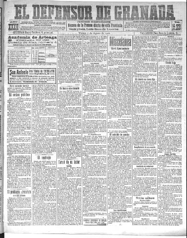 'El Defensor de Granada : diario político independiente' - Año XXXII Número 15221 (05/08/1910)