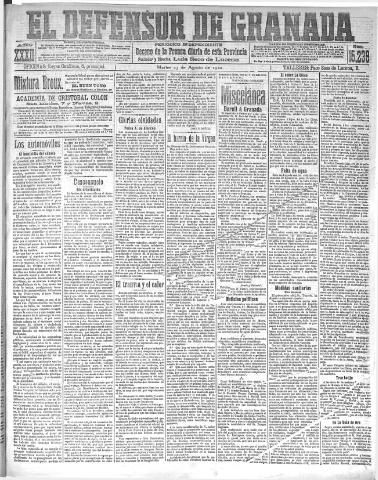 'El Defensor de Granada : diario político independiente' - Año XXXII Número 15239 (23/08/1910)