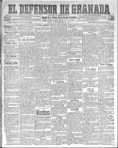 'El Defensor de Granada : diario político independiente' - Año XXXII Número 15269 (22/09/1910)