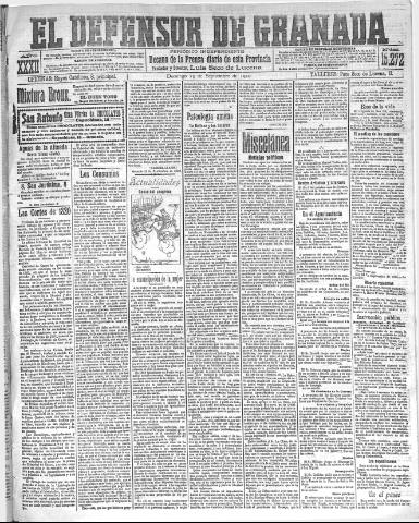 'El Defensor de Granada : diario político independiente' - Año XXXII Número 15272 (25/09/1910)
