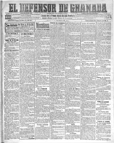 'El Defensor de Granada : diario político independiente' - Año XXXII Número 15274 (27/09/1910)