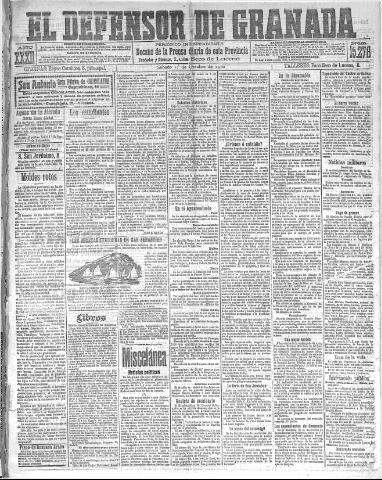 'El Defensor de Granada : diario político independiente' - Año XXXII Número 15278 (01/10/1910)