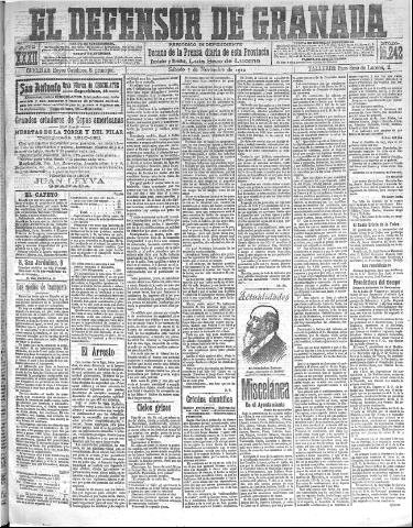 'El Defensor de Granada : diario político independiente' - Año XXXII Número 15242 (05/11/1910)