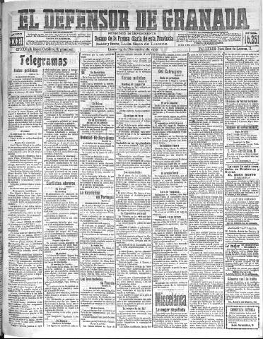 'El Defensor de Granada : diario político independiente' - Año XXXII Número 15251 (14/11/1910)