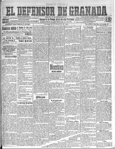 'El Defensor de Granada : diario político independiente' - Año XXXII Número 15257 (20/11/1910)