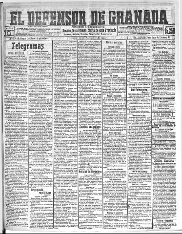 'El Defensor de Granada : diario político independiente' - Año XXXII Número 15258 (21/11/1910)
