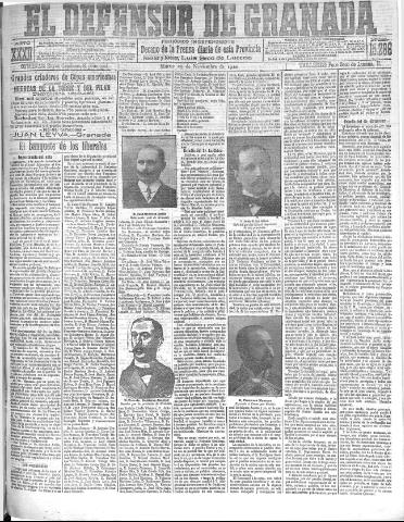 'El Defensor de Granada : diario político independiente' - Año XXXII Número 15266 (29/11/1910)