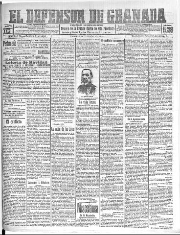 'El Defensor de Granada : diario político independiente' - Año XXXII Número 15269 (02/12/1910)