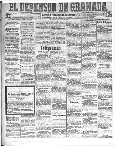 'El Defensor de Granada : diario político independiente' - Año XXXII Número 15279 (12/12/1910)