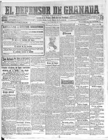 'El Defensor de Granada : diario político independiente' - Año XXXII Número 15296 (29/12/1910)