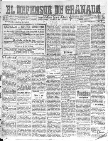 'El Defensor de Granada : diario político independiente' - Año XXXII Número 15298 (31/12/1910)