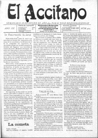 'El accitano: periódico científico, literario y de intereses generales de Guadix y su partido' - Año XX Número 902 (26/03/1910)