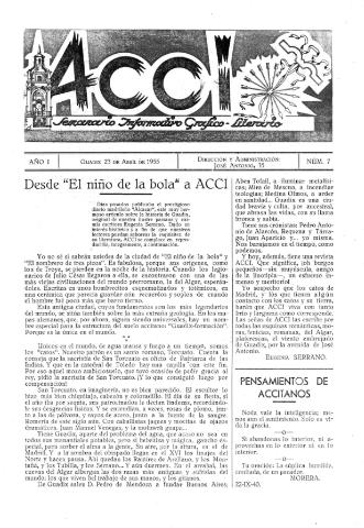 'Acci  : seminario informativo grafico - literario' - Año I Número 7  - 1955 abril 26