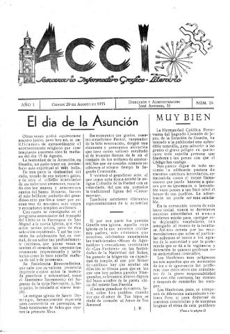 'Acci  : seminario informativo grafico - literario' - Año I Número 24  - 1955 agosto 20