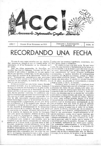 'Acci  : seminario informativo grafico - literario' - Año I Número 38  - 1955 noviembre 26