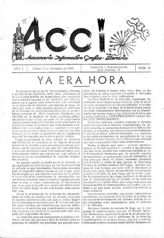 'Acci  : seminario informativo grafico - literario' - Año I Número 39  - 1955 diciembre 3