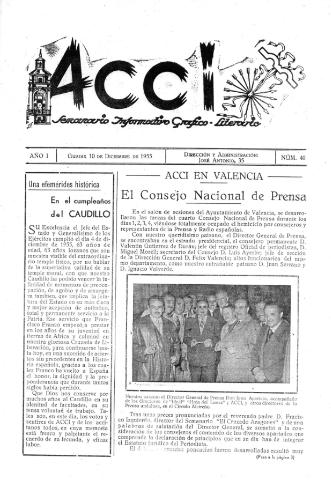 'Acci  : seminario informativo grafico - literario' - Año I Número 40  - 1955 diciembre 10
