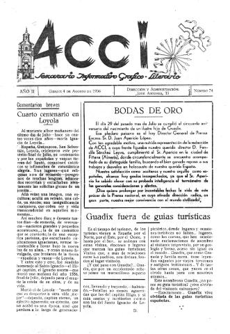 'Acci  : seminario informativo grafico - literario' - Año II Número 74  - 1956 agosto 4