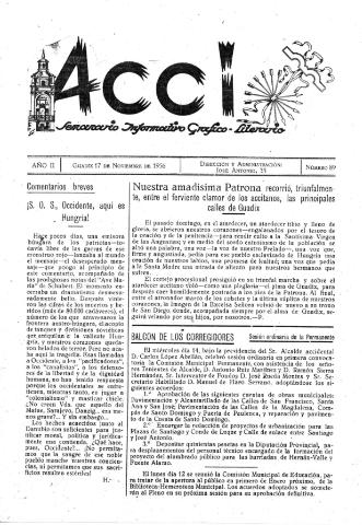 'Acci  : seminario informativo grafico - literario' - Año II Número 89  - 1956 noviembre 17