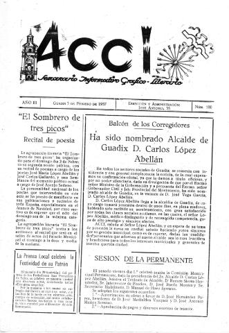 'Acci  : seminario informativo grafico - literario' - Año III Número 100  - 1957 febrero 3