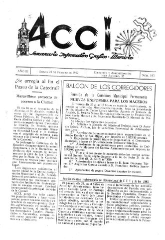 'Acci  : seminario informativo grafico - literario' - Año III Número 103  - 1957 febrero 23