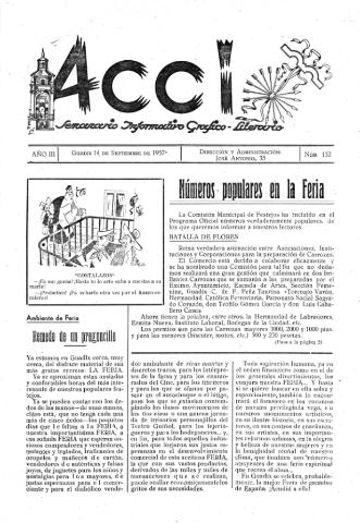 'Acci  : seminario informativo grafico - literario' - Año III Número 132  - 1957 septiembre 14