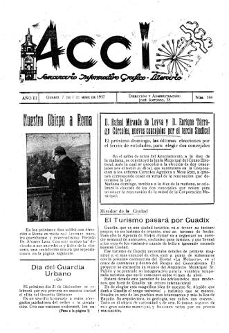 'Acci  : seminario informativo grafico - literario' - Año III Número 144  - 1957 diciembre 7