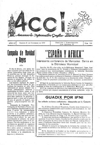 'Acci  : seminario informativo grafico - literario' - Año III Número 146  - 1957 diciembre 21