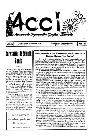'Acci  : seminario informativo grafico - literario' - Año IV Número 155  - 1958 febrero 25