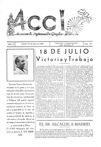 'Acci  : seminario informativo grafico - literario' - Año IV Número 175  - 1958 julio 15