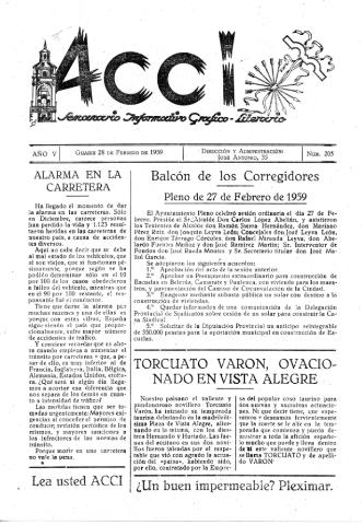 'Acci  : seminario informativo grafico - literario' - Año V Número 205  - 1959 febrero 28