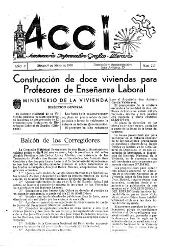 'Acci  : seminario informativo grafico - literario' - Año V Número 213  - 1959 mayo 9