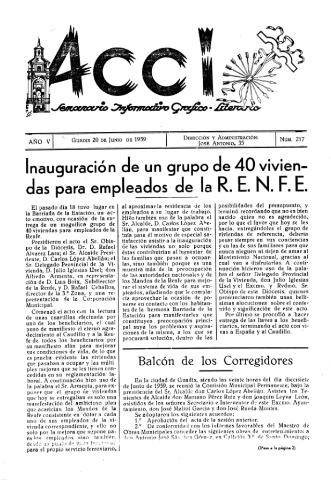 'Acci  : seminario informativo grafico - literario' - Año V Número 217  - 1959 junio 20