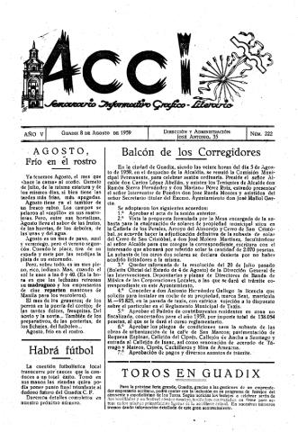 'Acci  : seminario informativo grafico - literario' - Año V Número 222  - 1959 agosto 8