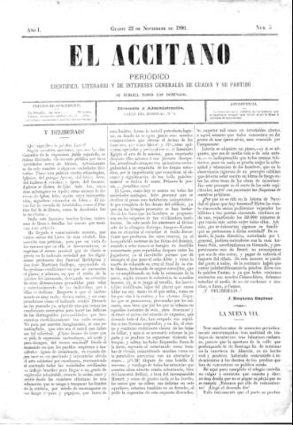 'El accitano  : periódico científico, literario y de intereses generales de Guadix y su partido' - Año I Número 5  - 1891 noviembre 22