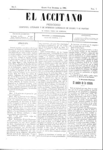 'El accitano  : periódico científico, literario y de intereses generales de Guadix y su partido' - Año I Número 7  - 1891 diciembre 6