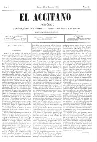 'El accitano  : periódico científico, literario y de intereses generales de Guadix y su partido' - Año II Número 32  - 1892 mayo 29